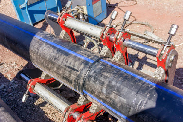 Welding process of polyethylene pipes ( series - 3/10 ). The butt welding machines used to weld PE pipes have controls to ensure the welding parameters are strictly adhered to.